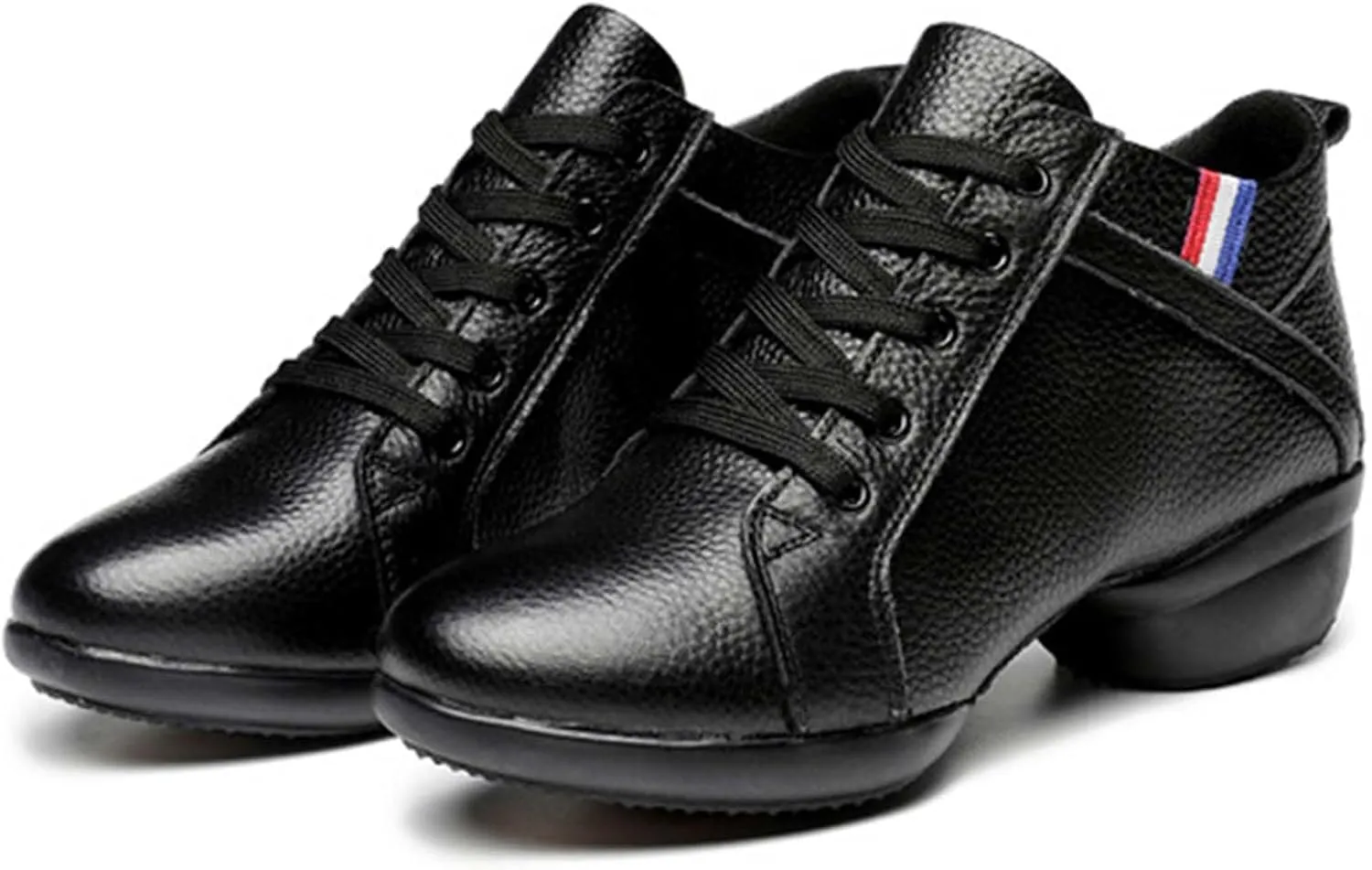 ONAIC Jazz Shoes for Women's Leather Dance Lace-Up Sneakers Cushion Platform Walking Dance Shoes