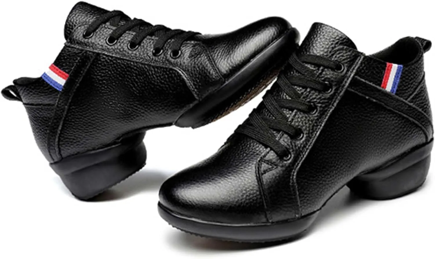 ONAIC Jazz Shoes for Women's Leather Dance Lace-Up Sneakers Cushion Platform Walking Dance Shoes