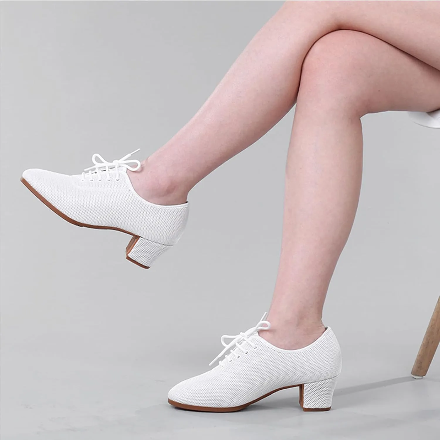 ONAIC Standard Closed Toe Ballroom Dance Shoes for Womens Lace Up Latin Dance Shoes Practice Dancing Teaching Shoes