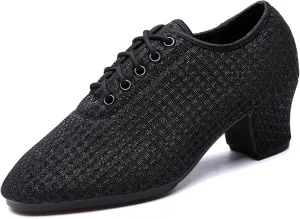 ONAIC Women's Lace Up Latin Practice Dance Shoes Standard Ballroom Latin Dance Shoes Breathable Jazz Training Shoes