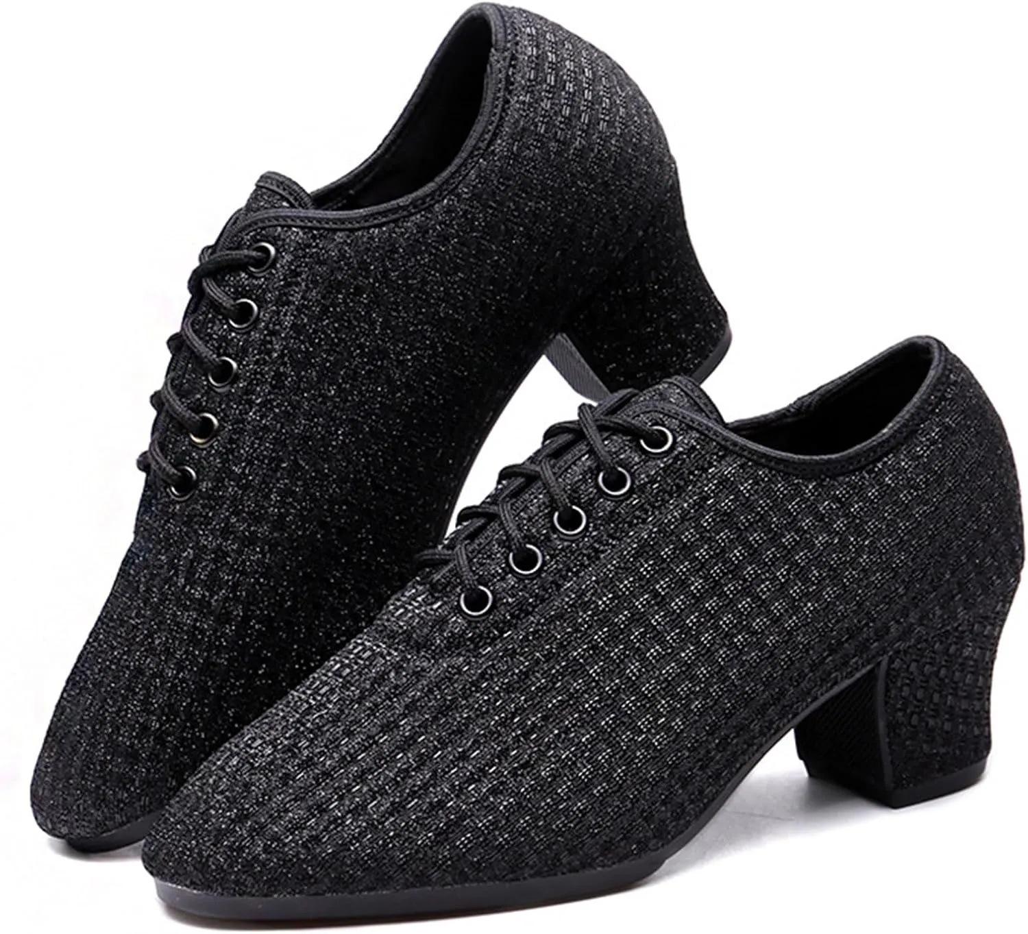 ONAIC Women's Lace Up Latin Practice Dance Shoes Standard Ballroom Latin Dance Shoes Breathable Jazz Training Shoes