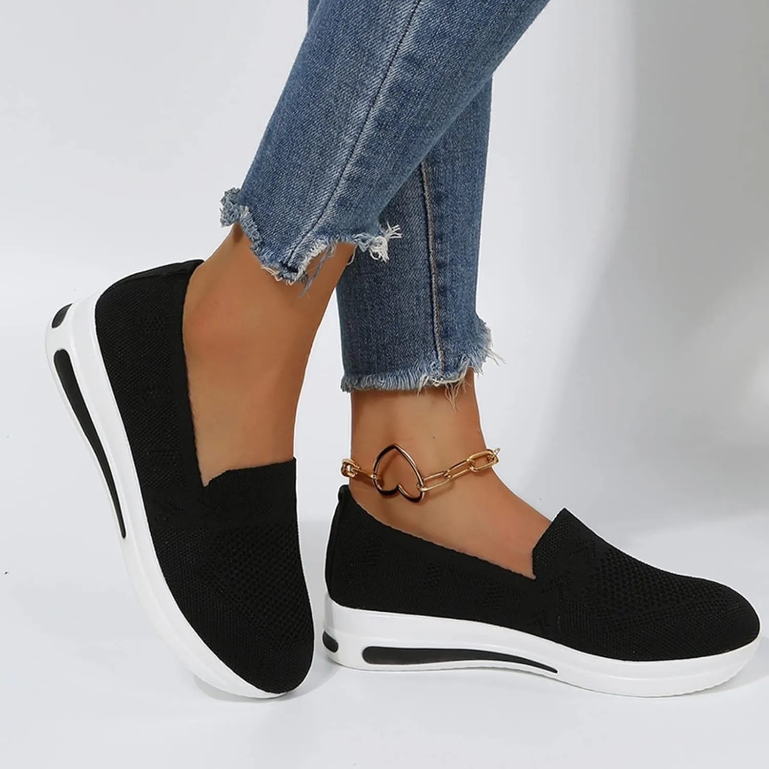 Orthopedic Shoes for Women Slip on Sneakers Woven Arch Support Breathable Walking Shoes Comfort Non Slip Work Sneakers