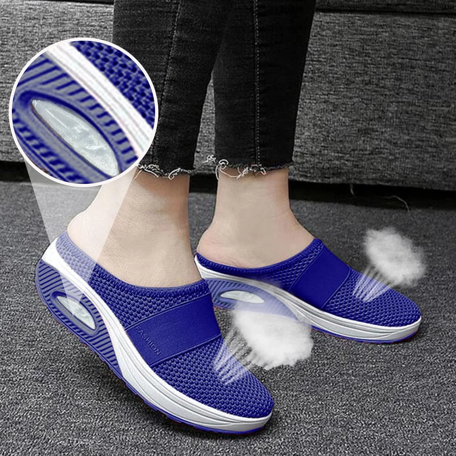 Orthopedic Shoes for Women Slip ons Air Cushion Breathable Walking Shoes with Arch Support Knit Casual Platform Mesh Shoes