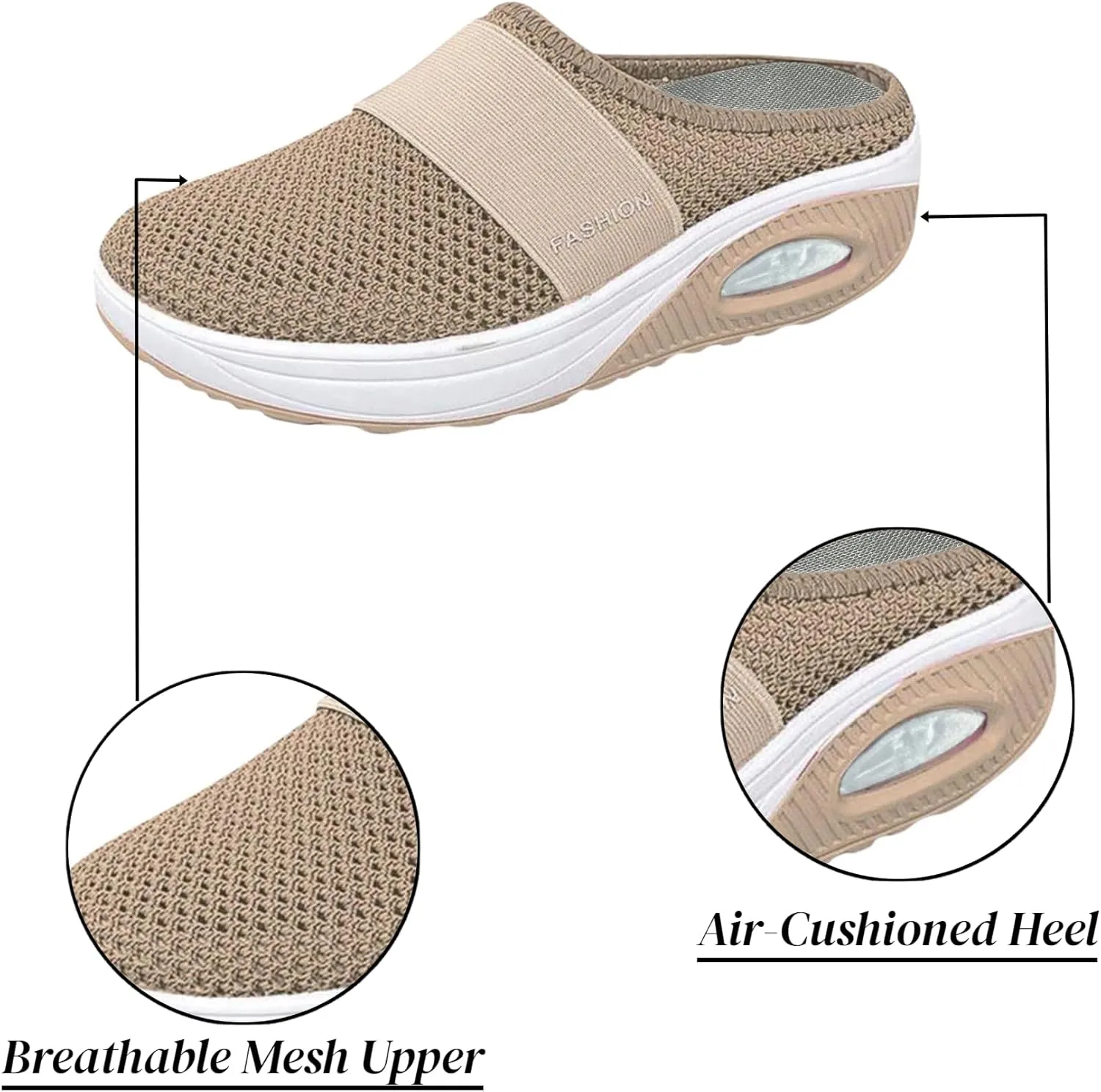 Orthopedic Shoes for Women Slip ons Air Cushion Comfortable Walking Shoes with Arch Support Knit Casual Platform Mesh Shoes