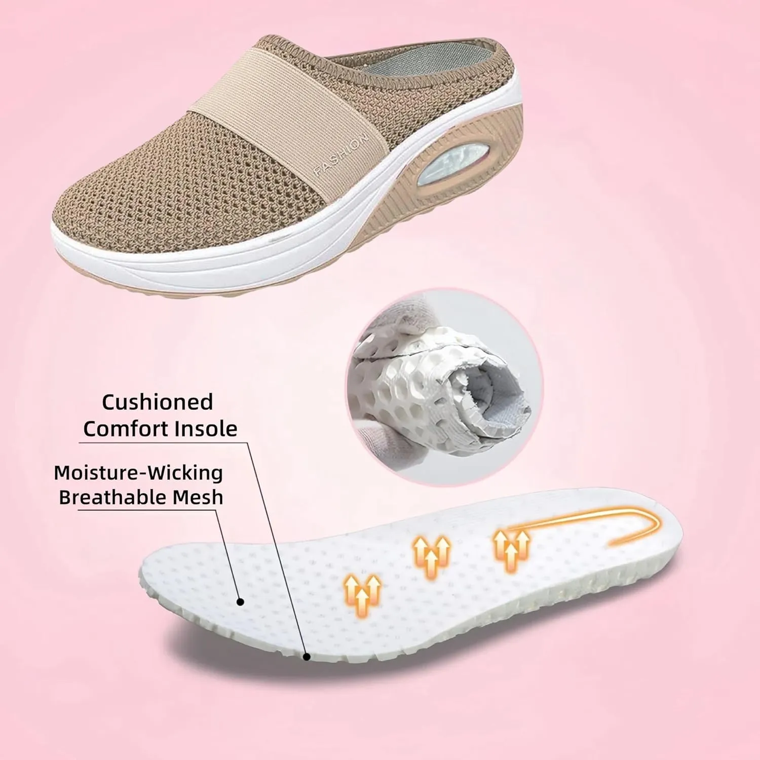Orthopedic Shoes for Women Slip ons Air Cushion Comfortable Walking Shoes with Arch Support Knit Casual Platform Mesh Shoes