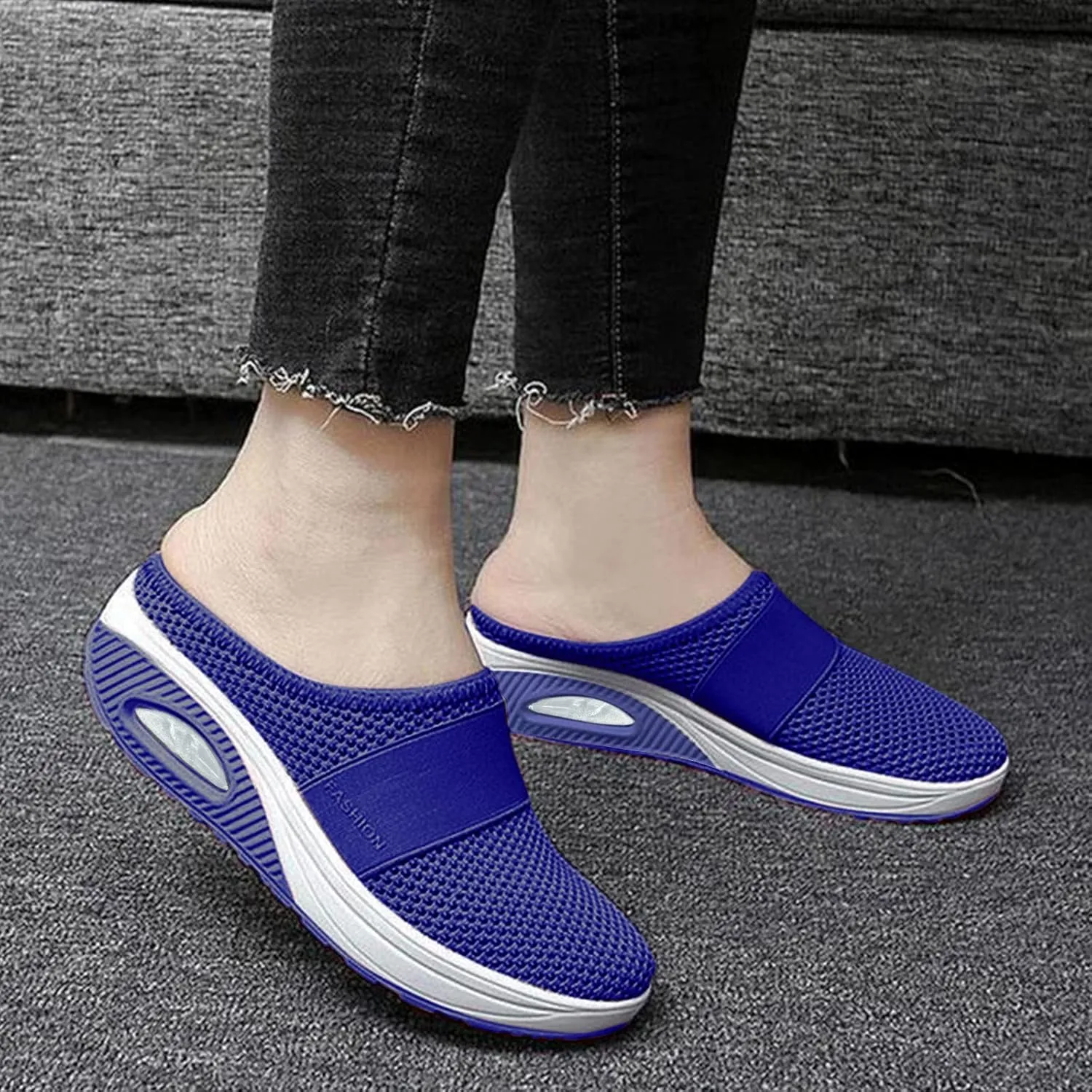 Orthopedic Shoes for Women Slip ons Air Cushion Comfortable Walking Shoes with Arch Support Knit Casual Platform Mesh Shoes