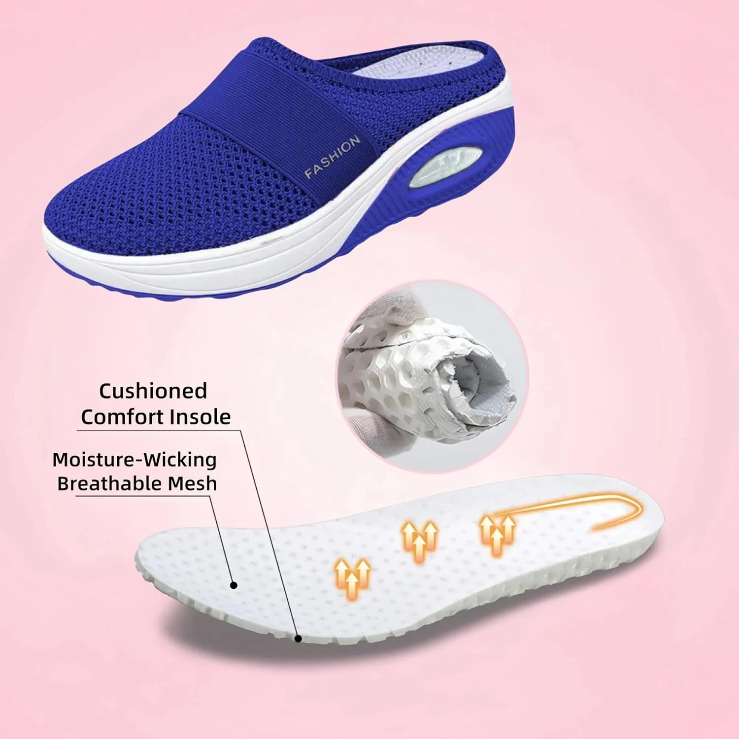 Orthopedic Shoes for Women Slip ons Air Cushion Comfortable Walking Shoes with Arch Support Knit Casual Platform Mesh Shoes