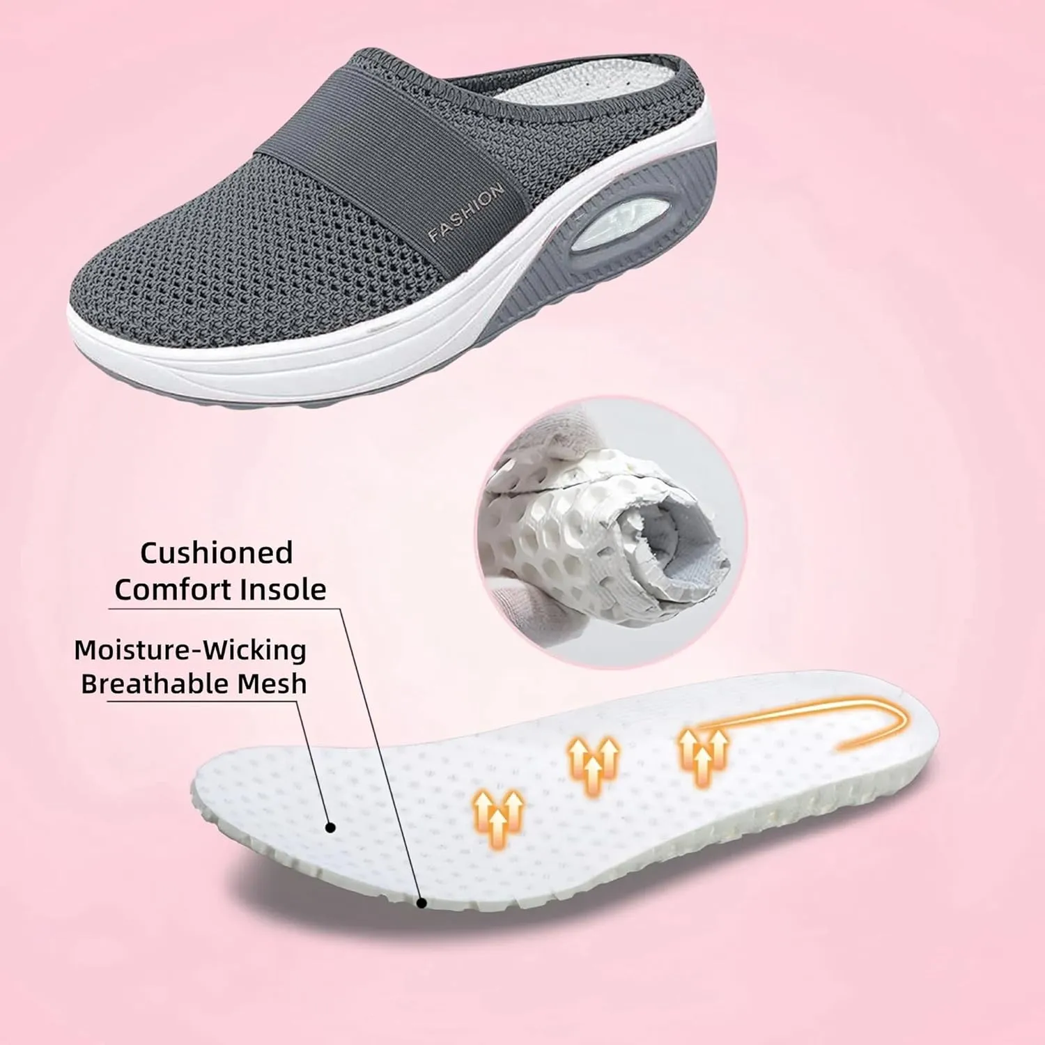 Orthopedic Shoes for Women Slip ons Air Cushion Comfortable Walking Shoes with Arch Support Knit Casual Platform Mesh Shoes