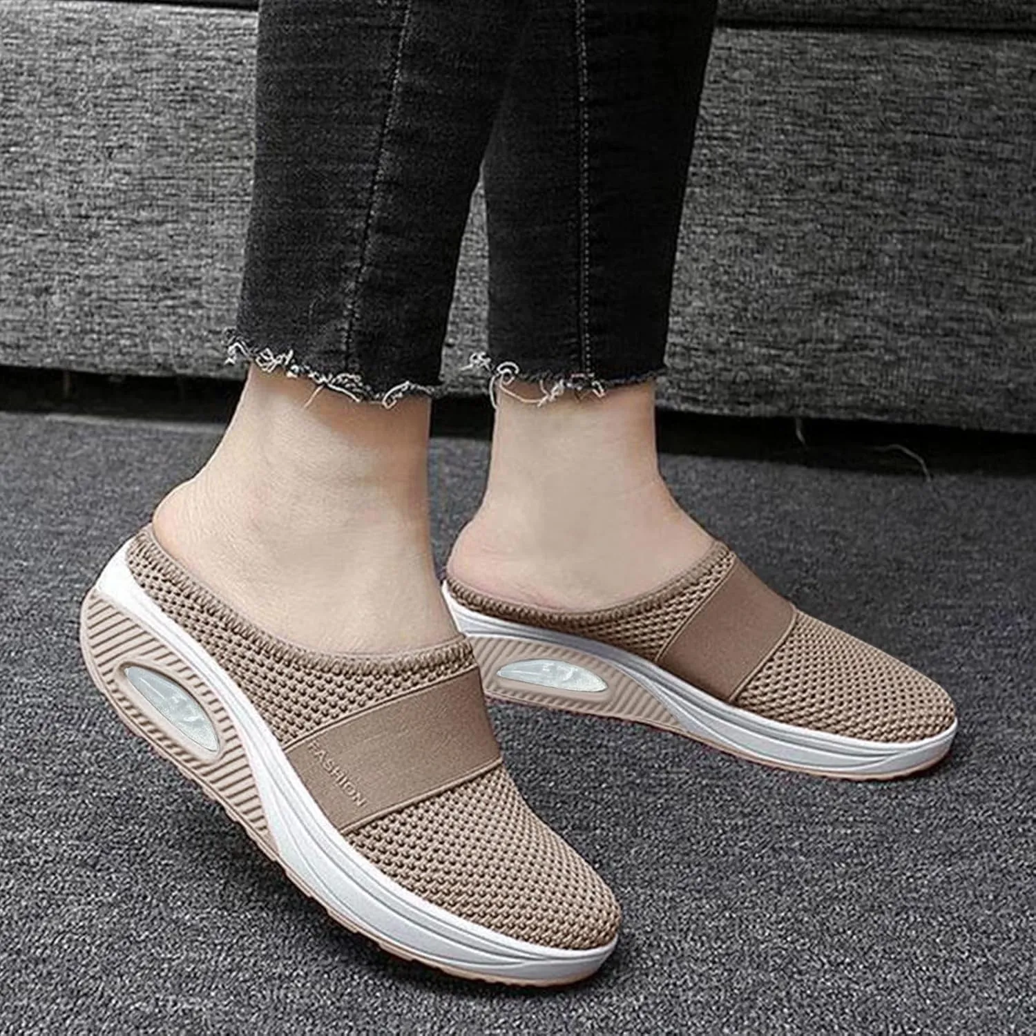 Orthopedic Shoes for Women Slip ons Air Cushion Comfortable Walking Shoes with Arch Support Knit Casual Platform Mesh Shoes