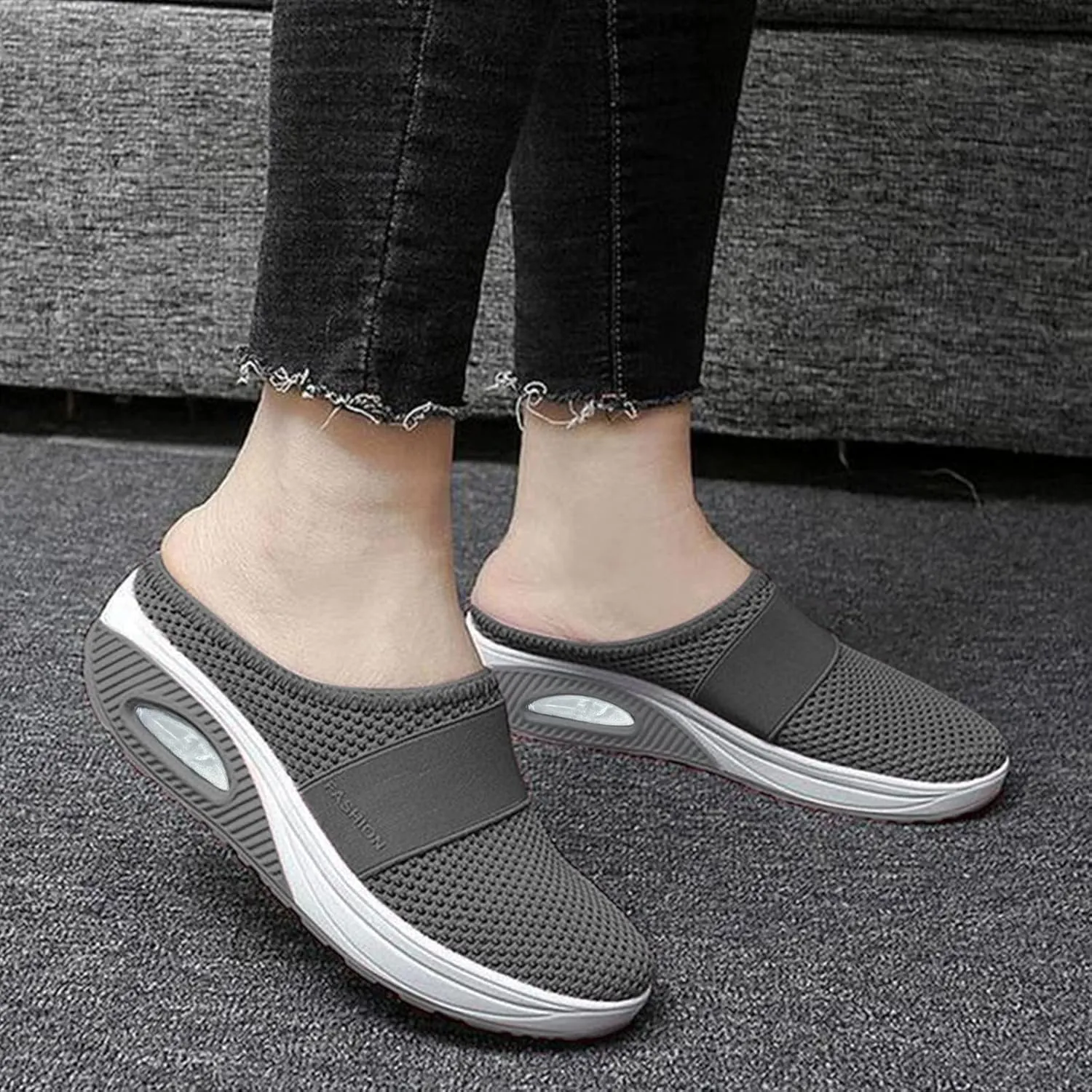 Orthopedic Shoes for Women Slip ons Air Cushion Comfortable Walking Shoes with Arch Support Knit Casual Platform Mesh Shoes