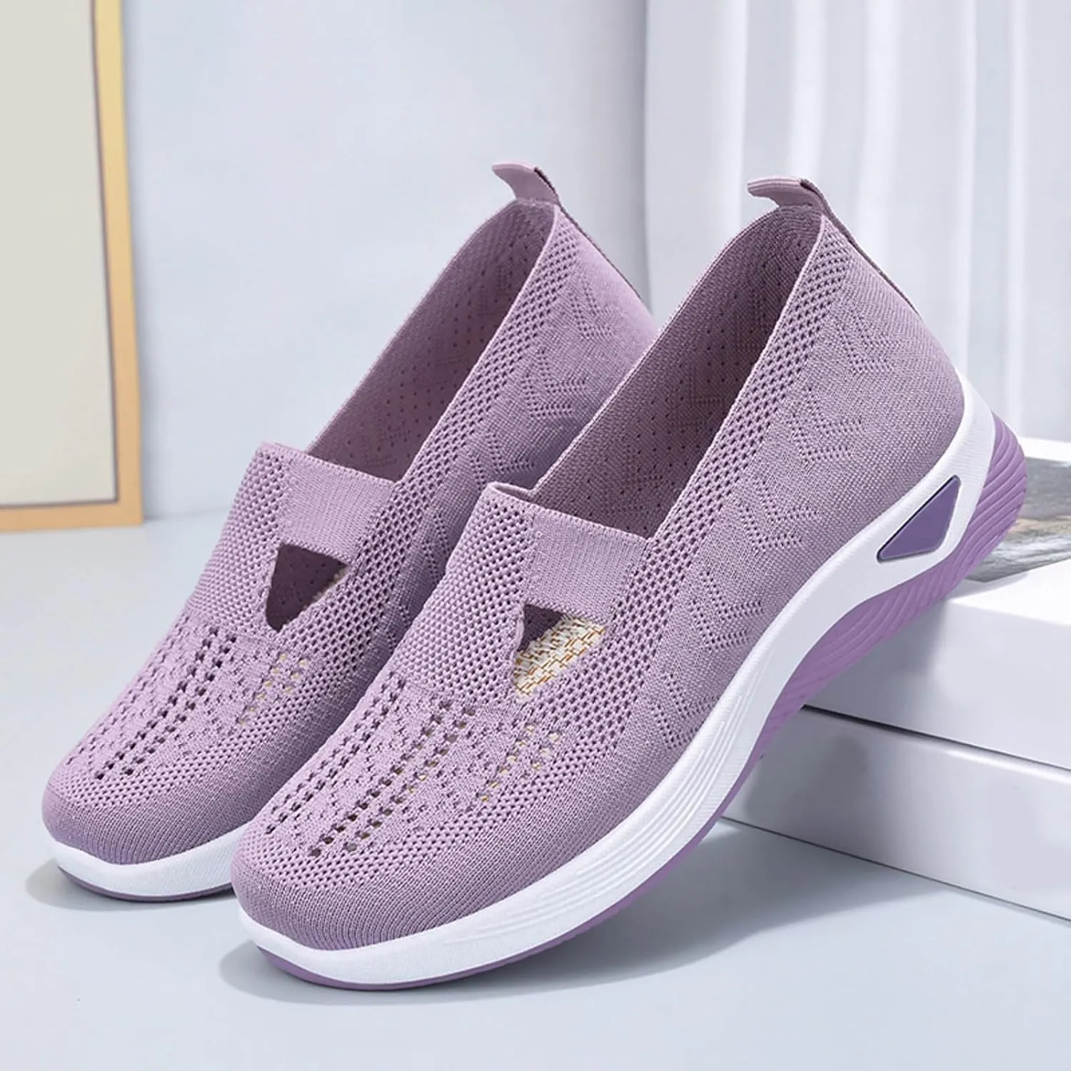 Orthopedic Slip On Loafers for Women with Arch Support Comfortable Walking Shoes Casual Sneakers for Plantar Fasciitis Foot Heel Pain Relief Swollen Feet