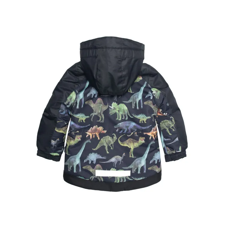 Printed Dinosaurs Two Piece Snowsuit Black And Steel Blue