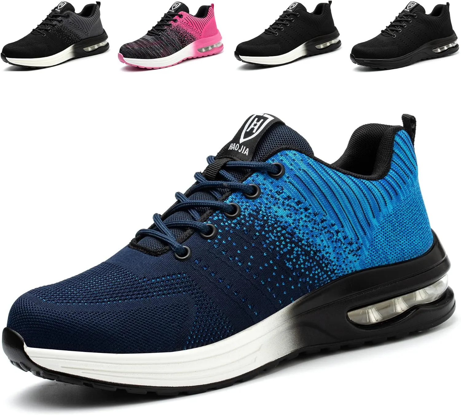 Safety Shoes Steel Toe Shoes for Men Women Breathable Safety Work Sneakers Lightweight Comfortable Proof Slip Resistant Fashion Sneakers Air Cushion Construction Industrial Shoes