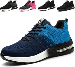 Safety Shoes Steel Toe Shoes for Men Women Breathable Safety Work Sneakers Lightweight Comfortable Proof Slip Resistant Fashion Sneakers Air Cushion Construction Industrial Shoes