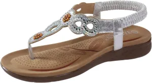 Sandals Women,Dressy Summer Retro Orthopedic Sandals Ring Toe Outdoor Flip Flops Flat Heel Beach Slipper