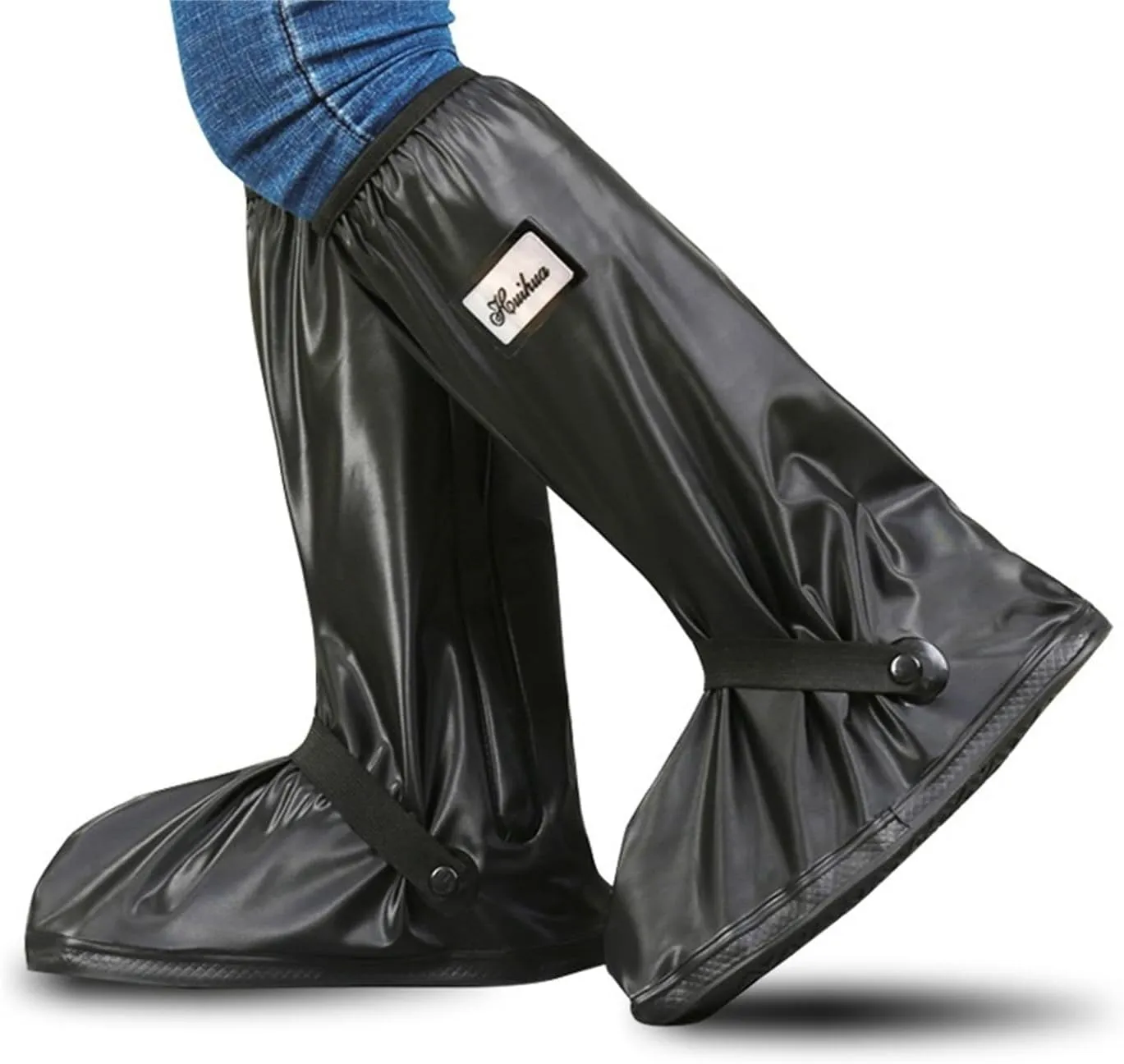 scosao Waterproof Shoe Covers for Rain with Reflector, Reusable Rain Boot Shoe Cover Women Men, Non-Slip Overshoes for Waterproof Cycling,Unisex Rain Footwear for Rainy and Snowy Outdoors Garden etc