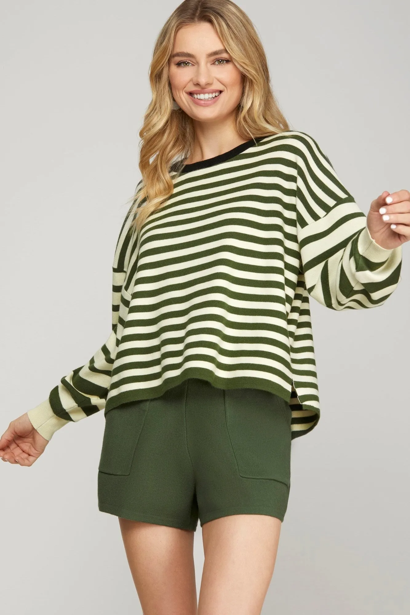 Staycation Knit Drawstring Shorts - Olive
