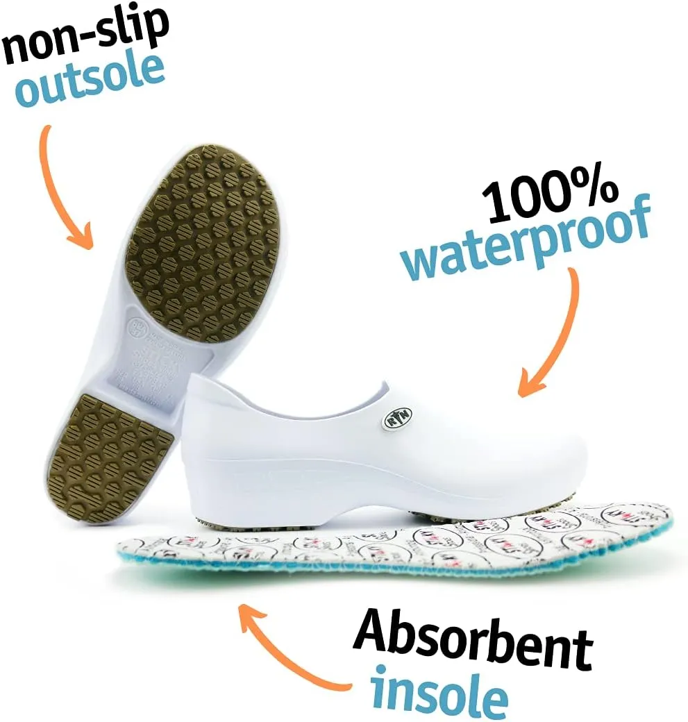 Sticky Nursing Shoes Women - Chefs - Kitchen - Nurses - Clogs for Work - Waterproof Non Slip