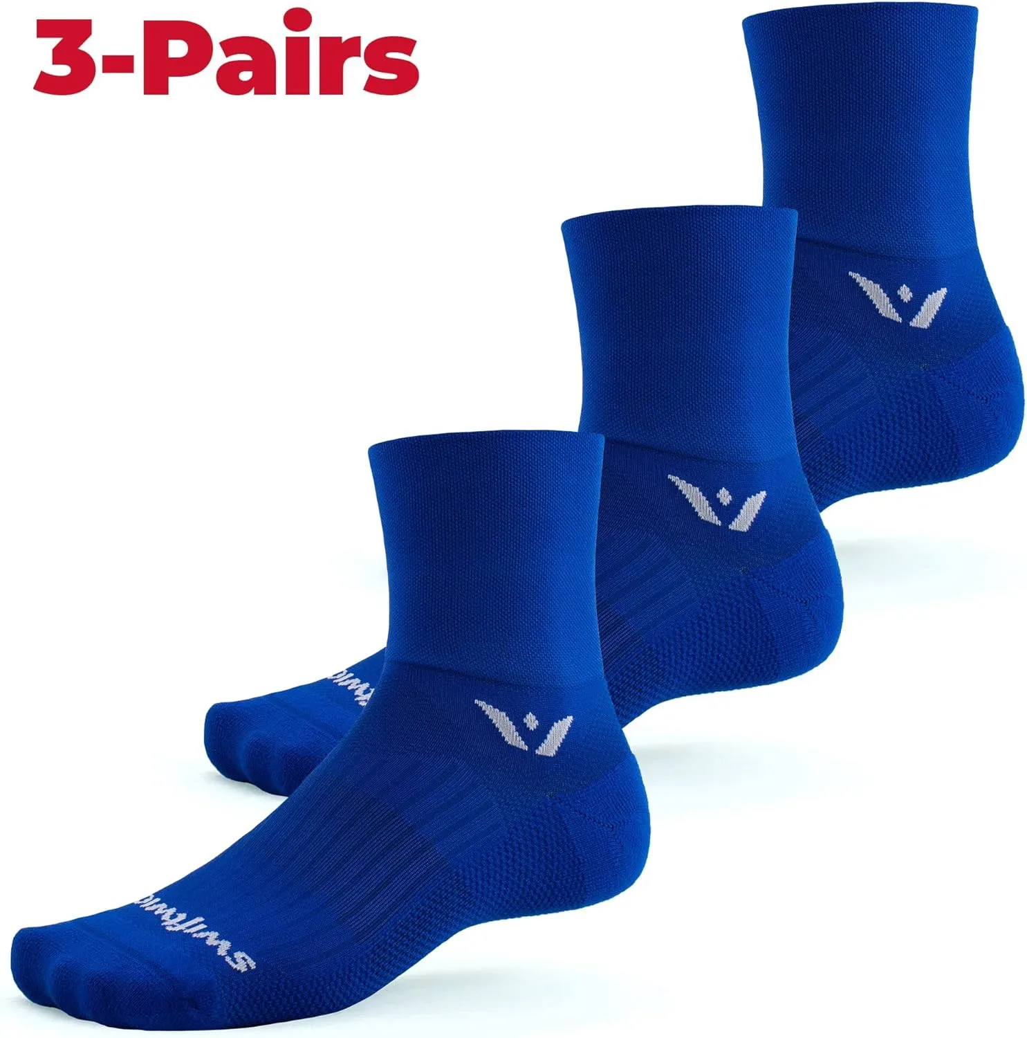 Swiftwick- ASPIRE (3 Pairs) Quarter Crew Cycling & Trail Running Socks, Compression Fit
