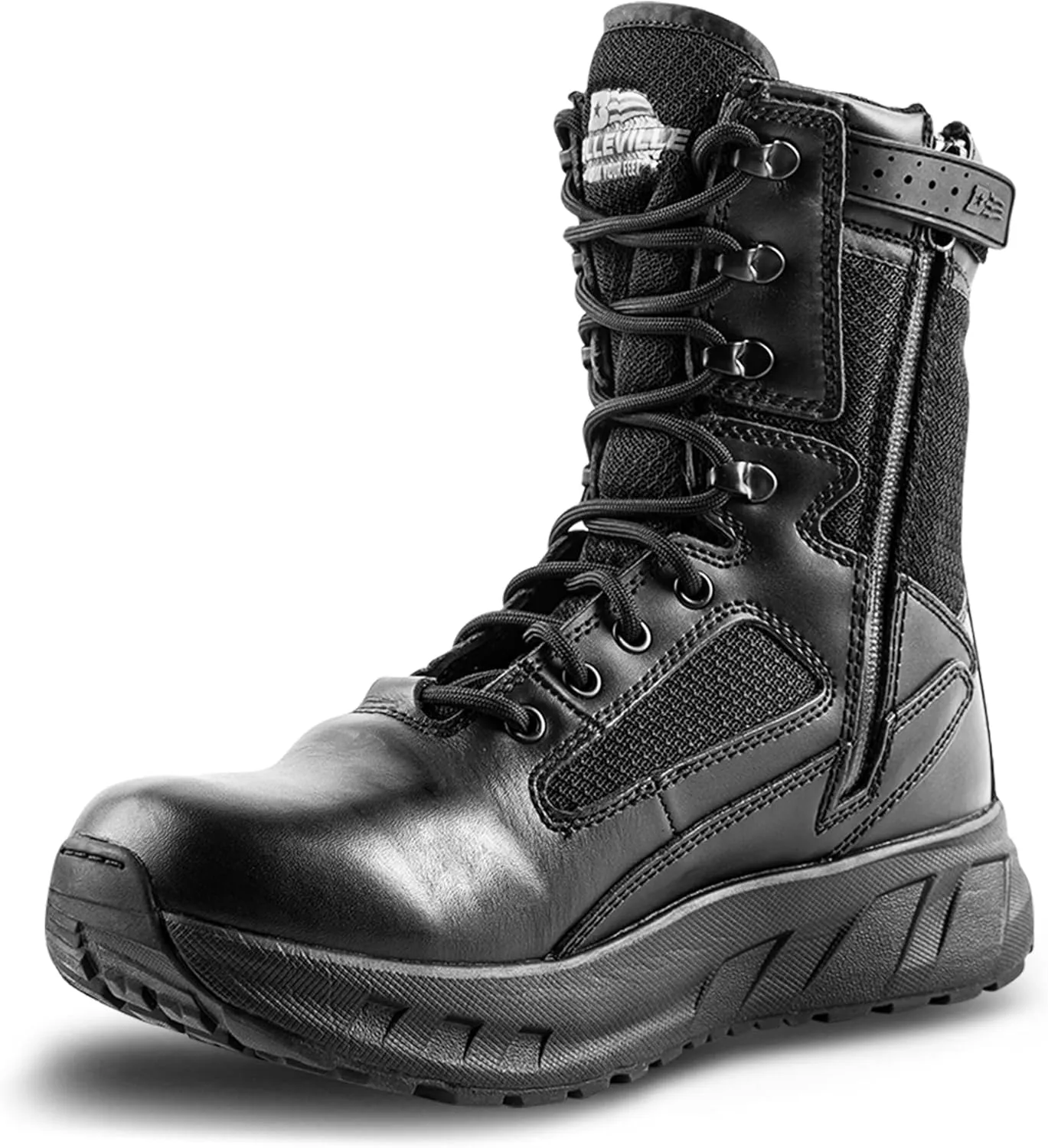 TACTICAL RESEARCH TR MAXX 8Z 8?? Ultra-Cushioned Maximalist Black Tactical Boots for Men with Zipper - Designed for Police, EMS, and Security with Slip-Resistant Vibram Outsole, Black - 4.5 W