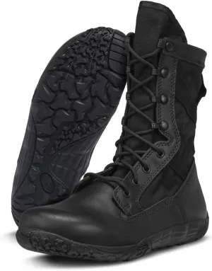 TACTICAL RESEARCH TR Mini-Mil TR102 8" Minimalist Tactical Boots for Men - Lightweight and Breathable Black Leather with Slip-Resistant Vibram Outsole