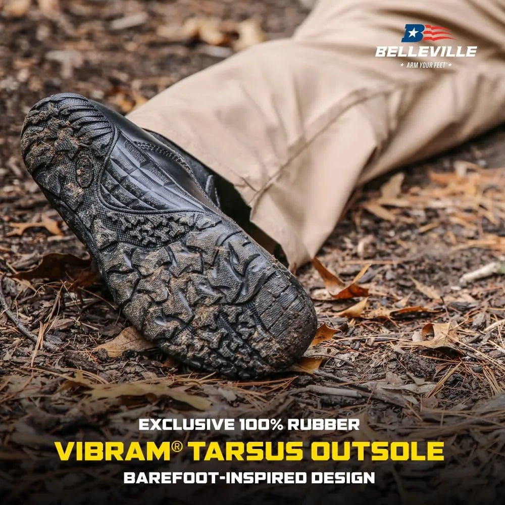 TACTICAL RESEARCH TR Mini-Mil TR102 8" Minimalist Tactical Boots for Men - Lightweight and Breathable Black Leather with Slip-Resistant Vibram Outsole