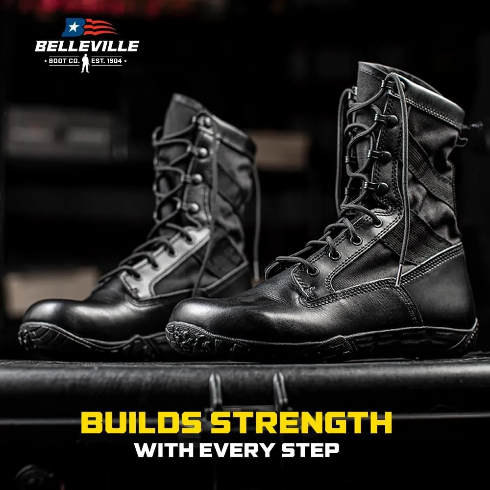 TACTICAL RESEARCH TR Mini-Mil TR102 8" Minimalist Tactical Boots for Men - Lightweight and Breathable Black Leather with Slip-Resistant Vibram Outsole