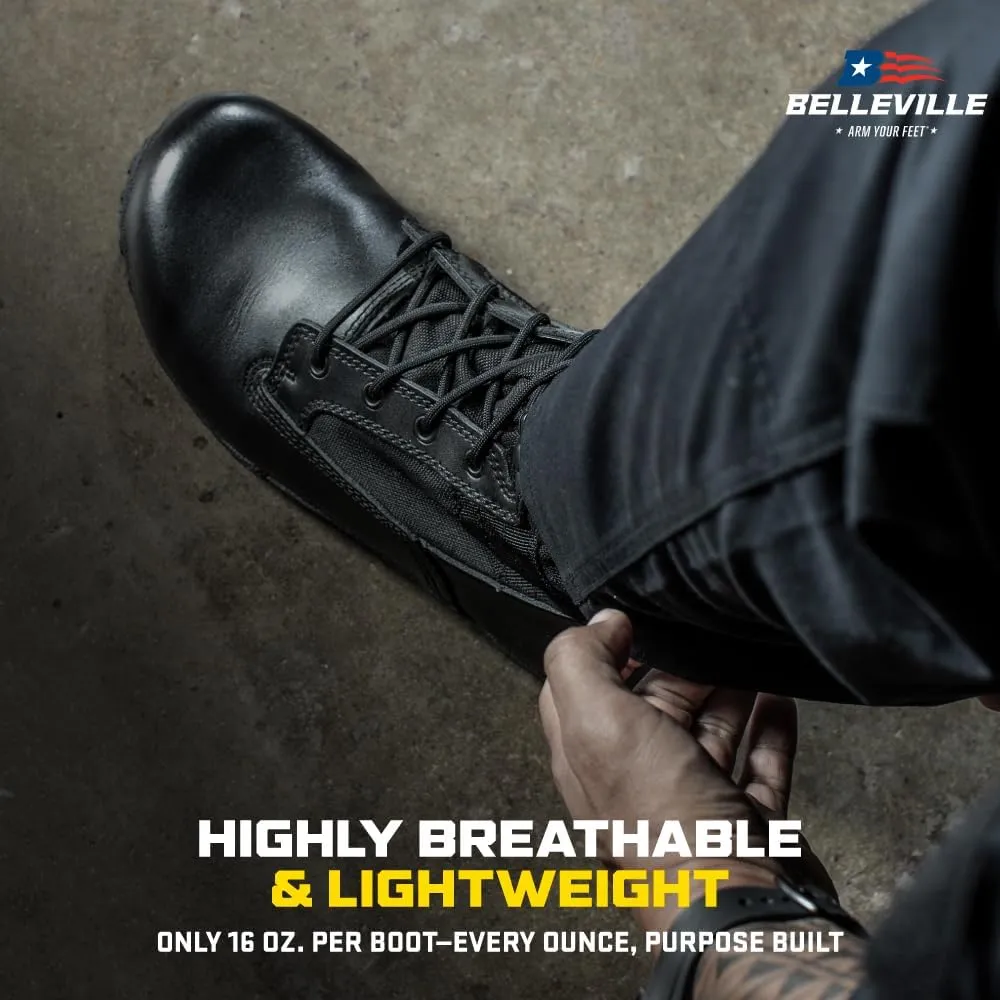 TACTICAL RESEARCH TR Mini-Mil TR102 8" Minimalist Tactical Boots for Men - Lightweight and Breathable Black Leather with Slip-Resistant Vibram Outsole