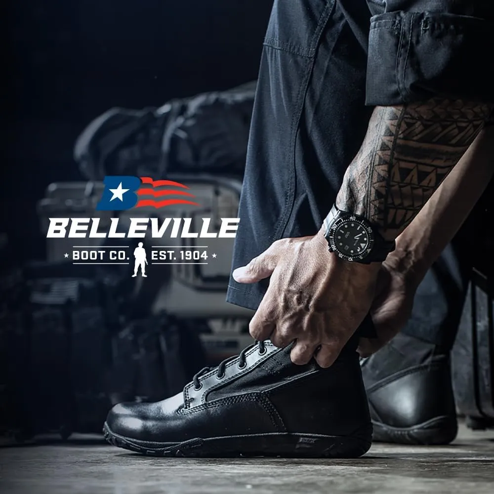 TACTICAL RESEARCH TR Mini-Mil TR102 8" Minimalist Tactical Boots for Men - Lightweight and Breathable Black Leather with Slip-Resistant Vibram Outsole