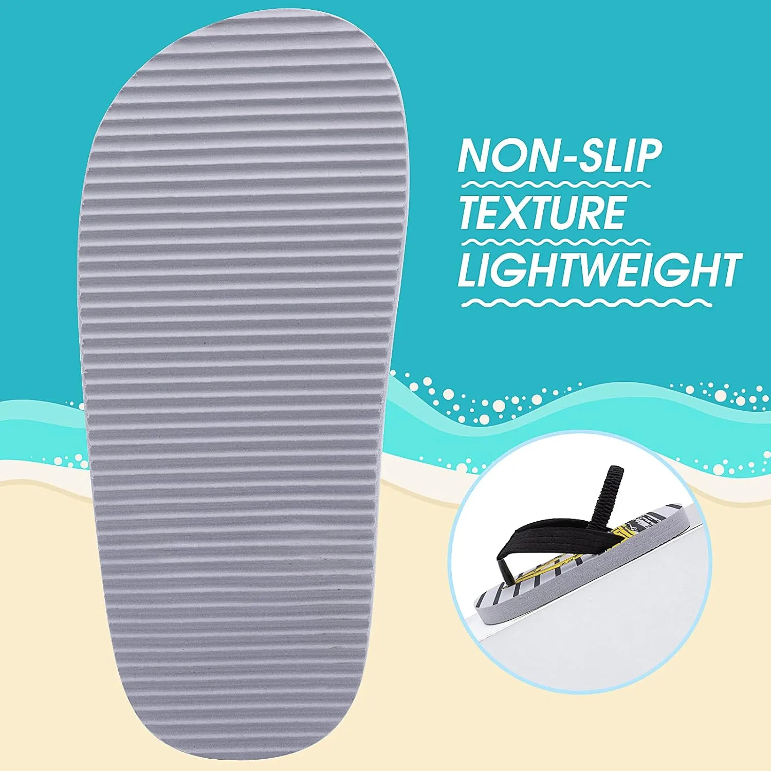 techcity Toddler Boys Girls Flip Flops Kids Unicorn Dinosaur Sandals Beach Pool Water Shoes with Back Strap