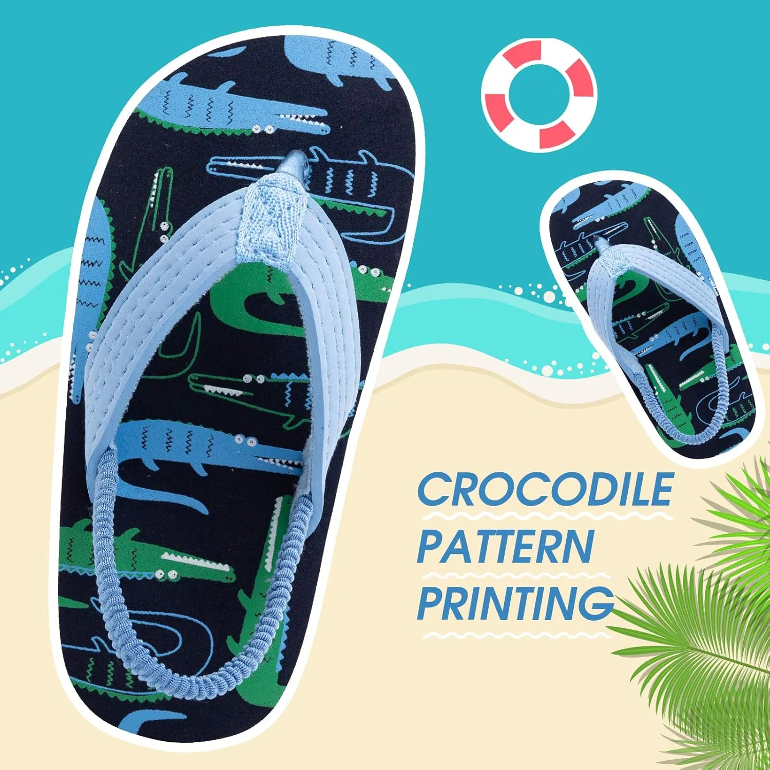 techcity Toddler Boys Girls Flip Flops Kids Unicorn Dinosaur Sandals Beach Pool Water Shoes with Back Strap