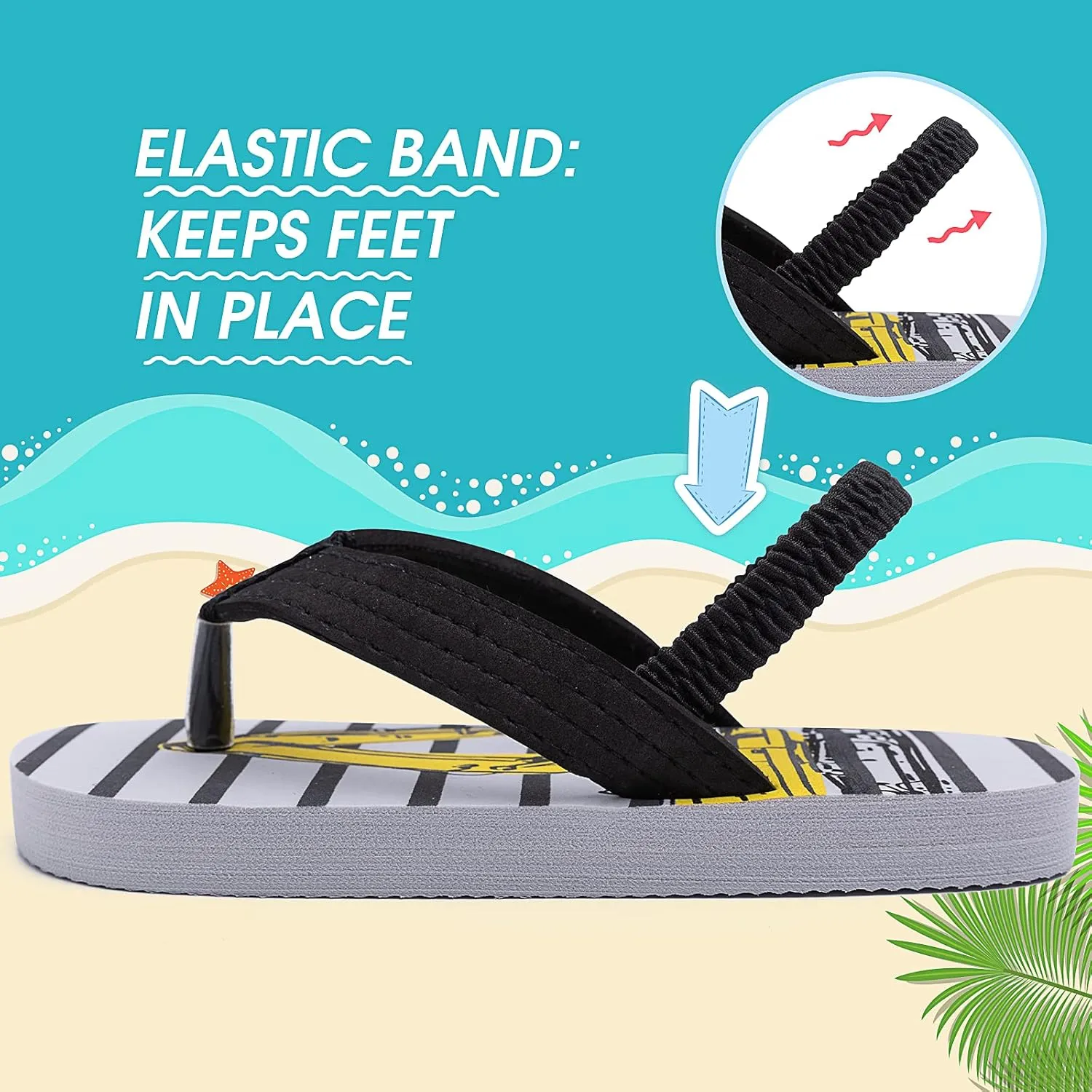 techcity Toddler Boys Girls Flip Flops Kids Unicorn Dinosaur Sandals Beach Pool Water Shoes with Back Strap
