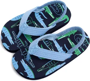 techcity Toddler Boys Girls Flip Flops Kids Unicorn Dinosaur Sandals Beach Pool Water Shoes with Back Strap