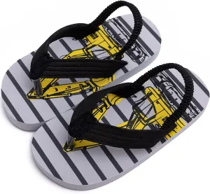 techcity Toddler Boys Girls Flip Flops Kids Unicorn Dinosaur Sandals Beach Pool Water Shoes with Back Strap