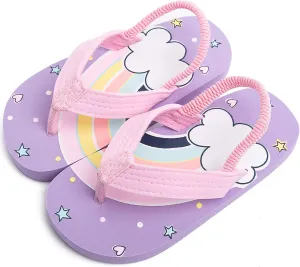 techcity Toddler Boys Girls Flip Flops Kids Unicorn Dinosaur Sandals Beach Pool Water Shoes with Back Strap