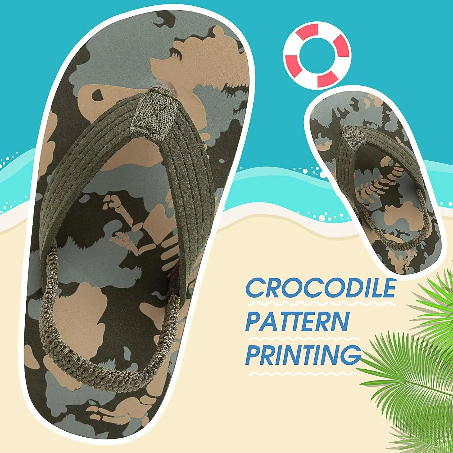 techcity Toddler Boys Girls Flip Flops Kids Unicorn Dinosaur Sandals Beach Pool Water Shoes with Back Strap