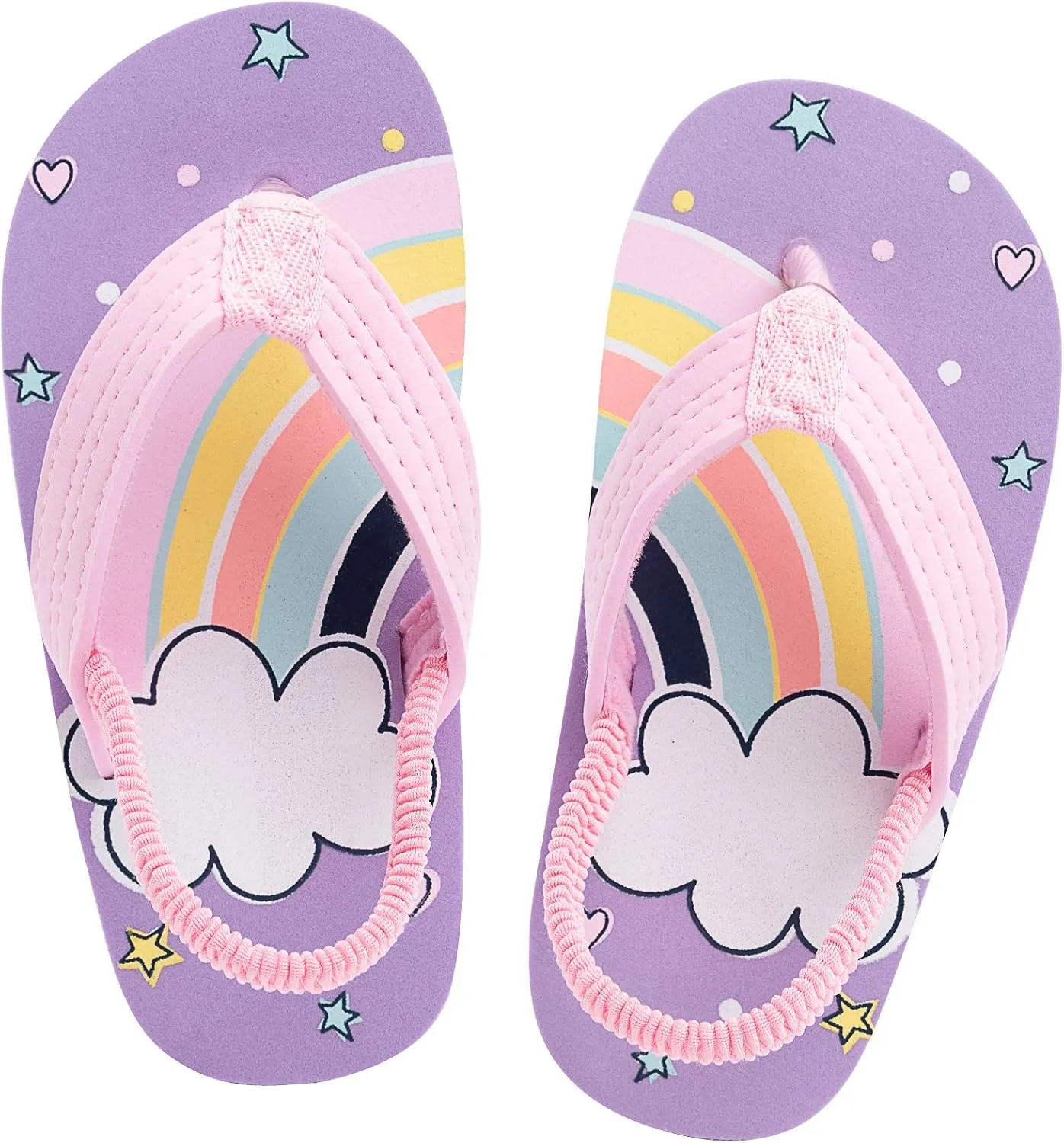 techcity Toddler Boys Girls Flip Flops Kids Unicorn Dinosaur Sandals Beach Pool Water Shoes with Back Strap