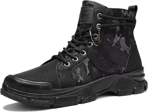 TERBOFIN Tactical Military Boots for Men Comfort Combat Boots Lightweight Camouflage High Top Canvas Boots with Soft Out-sole Thicker Heel for Casual Work Walking