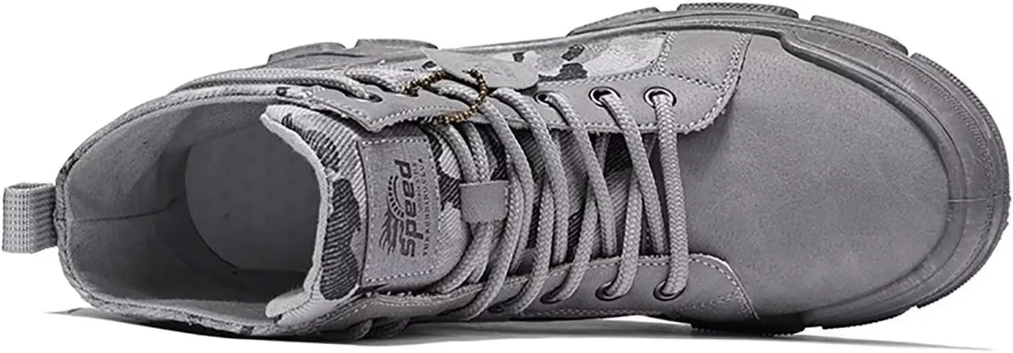 TERBOFIN Tactical Military Boots for Men Comfort Combat Boots Lightweight Camouflage High Top Canvas Boots with Soft Out-sole Thicker Heel for Casual Work Walking