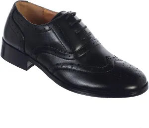 Tip Top Kids Boys Black Wingtip Oxford Shoes 7 Toddler