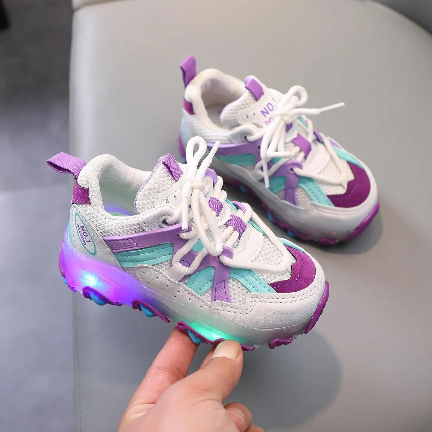 Toddler Baby Sports Shoes Boys Girls Led Light Sneakers Breathable Running Sports Soft Soled Luminous Shoes