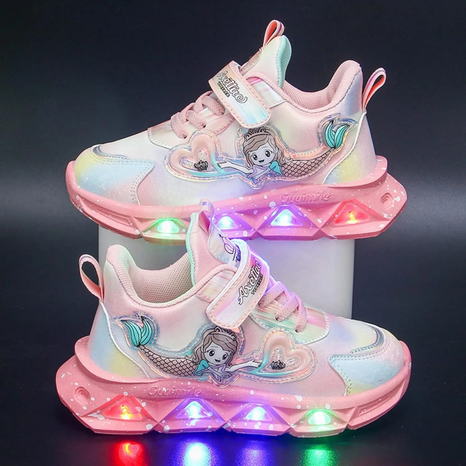 Toddler Girl Sneakers Girls?? Princess Shoes Slip On Light Up Shoes Mermai?? Shoes Breathable Mesh Sneakers Lightweight