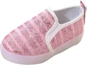Toddler Girls Boys Canvas Shoes Slip On Sneakers Light Up Shoes Casual Lazy Loafers for Infant Toddler Girl Sneakers (Pink, 2 Years)
