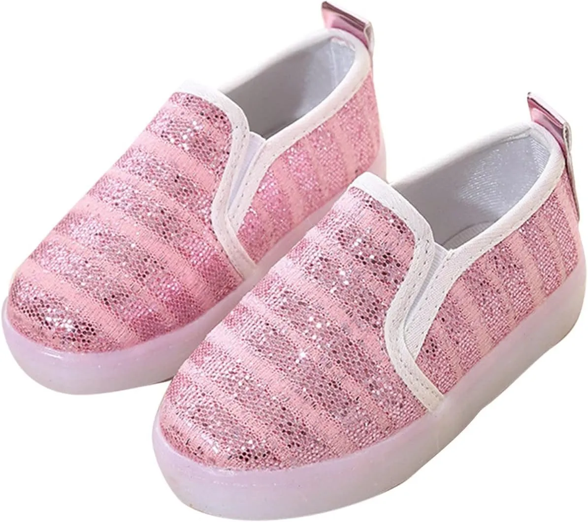 Toddler Girls Boys Canvas Shoes Slip On Sneakers Light Up Shoes Casual Lazy Loafers for Infant Toddler Girl Sneakers (Pink, 2 Years)