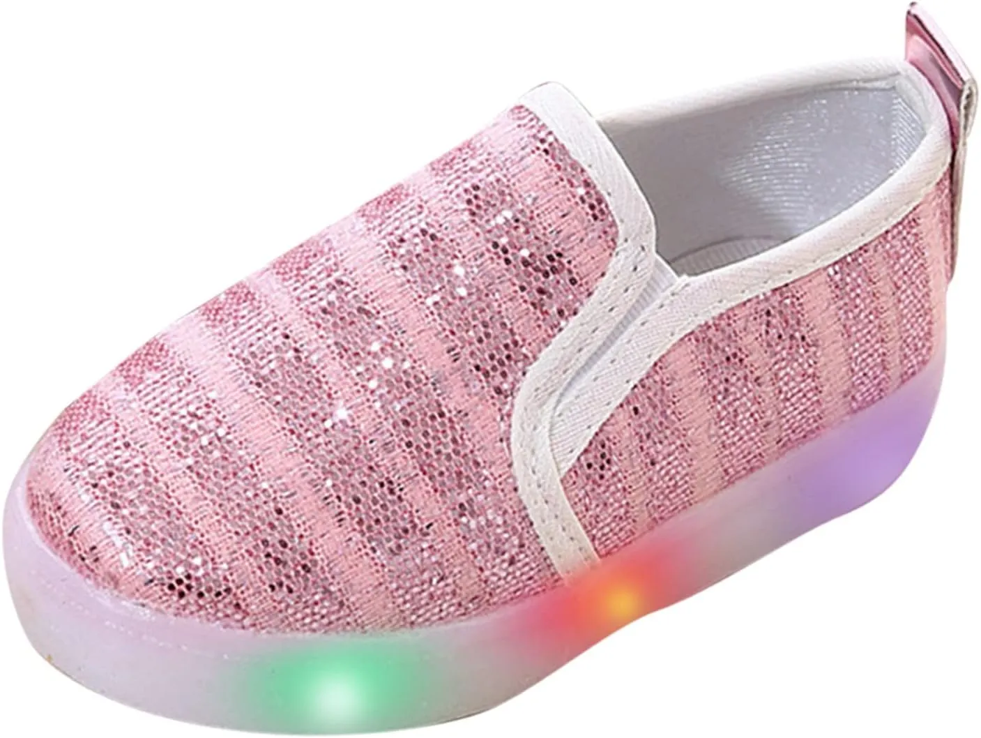 Toddler Girls Boys Canvas Shoes Slip On Sneakers Light Up Shoes Casual Lazy Loafers for Infant Toddler Girl Sneakers (Pink, 2 Years)