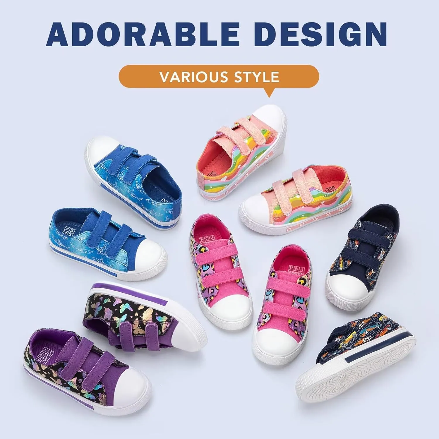 Toddler Kids Sneakers for Boys Girls Light Up Canvas Shoes Children Low Top Casual Outdoor Sneaker with Adjustable Straps