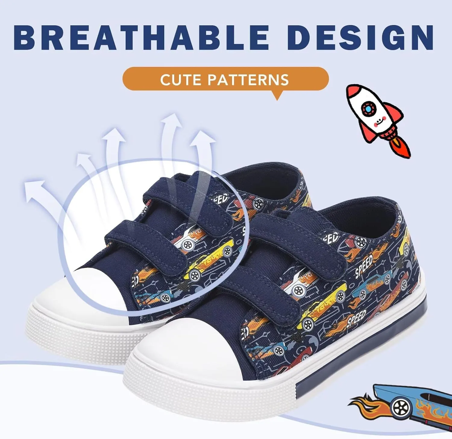Toddler Kids Sneakers for Boys Girls Light Up Canvas Shoes Children Low Top Casual Outdoor Sneaker with Adjustable Straps