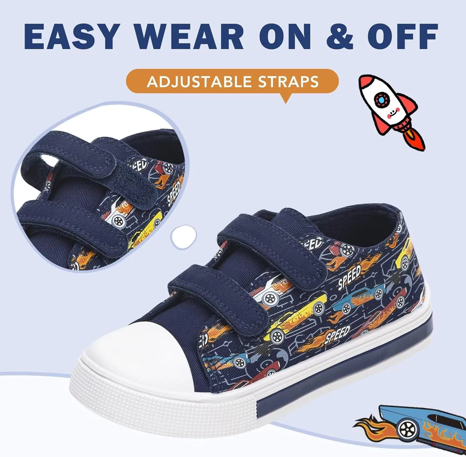 Toddler Kids Sneakers for Boys Girls Light Up Canvas Shoes Children Low Top Casual Outdoor Sneaker with Adjustable Straps