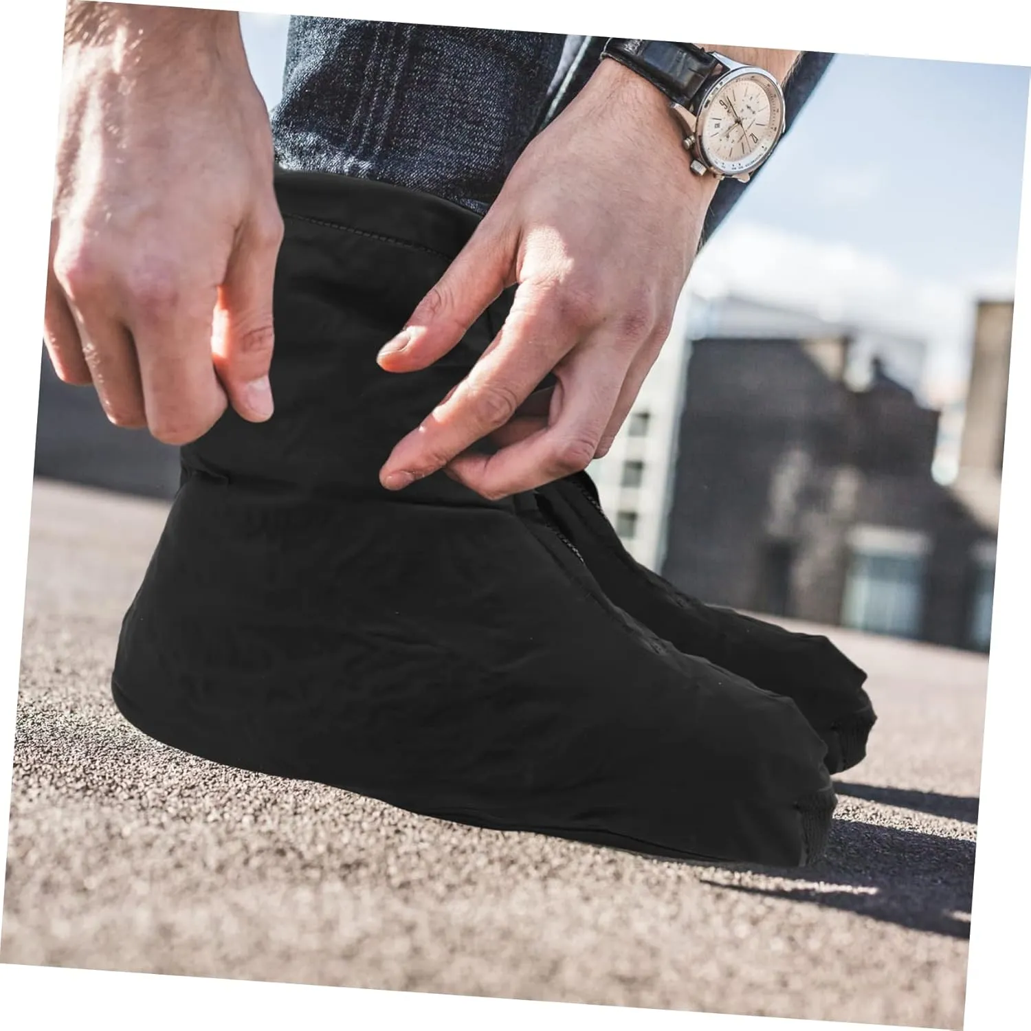 TOYANDONA Waterproof Shoe Cover Black Shoe Covers Rainproof Shoe Mud Covers Rain Shoes Cover Men Riding Overshoes