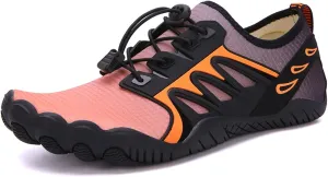 Unisex Barefoot Shoes, Men Beach Shoes for Women Upstream Shoes Comfortable Hiking Sport Shoe Quick Dry River Sea Water Sneaker (Color : Black Orange, Size : 9.5)